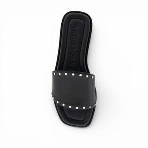 Aerosoles The Blake Black Leather Studded Thong Sandal Size 9